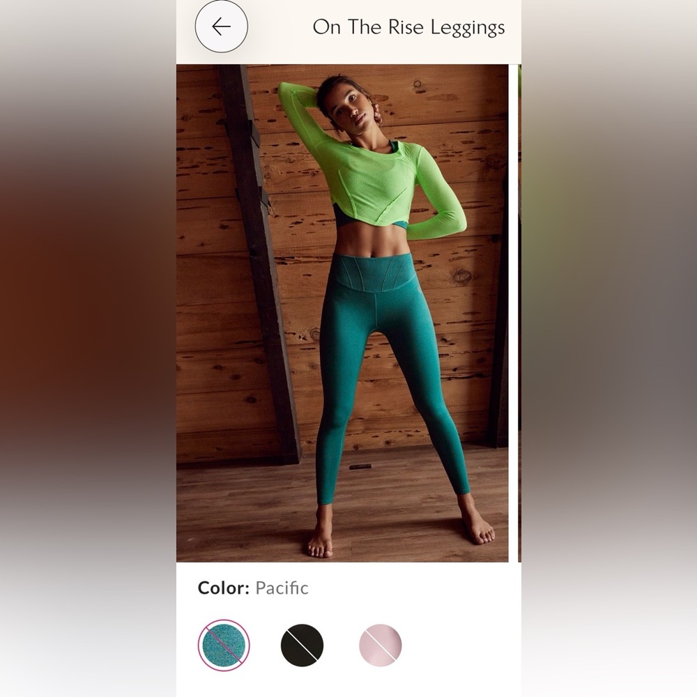 free people on the rise movement leggings. color pacific. size xs. like new.